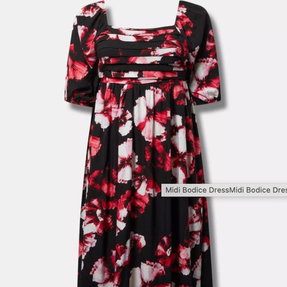Torrid, Womens' Midi dress, pleated bodice, empire, NWT